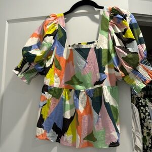 Crosby top with pouf sleeves